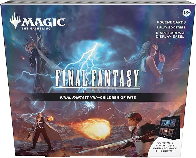 Magic: The Gathering - Final Fantasy VIII Scene Box - Children of Fate | 6 Foil Borderless Scene Cards, 6 Art Cards, 3 Play Boosters + 1 Display Easel