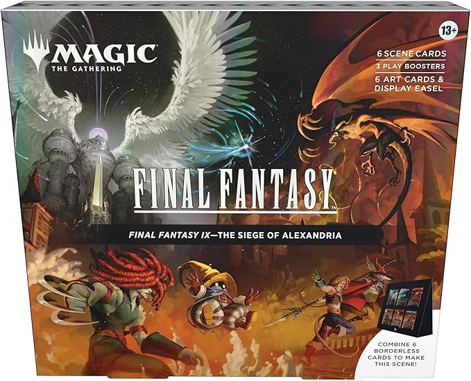 Magic: The Gathering - Final Fantasy IX Scene Box - The Siege of Alexandria | 6 Foil Borderless Scene Cards, 6 Art Cards, 3 Play Boosters + 1 Display Easel