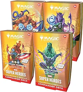 Magic: The Gathering | Marvel Super Heroes Collector’s Edition Commander Deck Bundle - Includes All 4 Surge Foil Decks (Avengers Assemble, Wakanda Forever, The Fantastic Four, Doom Prevails)